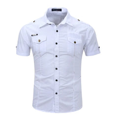 100% Cotton  Cargo Shirt Short Sleeve Shirts Multi Pocket