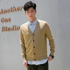 V-Neck Cardigan Casual Slim Fit Knitwear Men's Cotton Cardigan