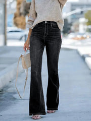 High-waist wide-leg slim-fit trumpet Denim trousers