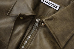 Vintage Distressed Brown Leather Jacket
