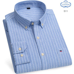 100% Pure Cotton Oxford Long Sleeve  Plaid Shirt