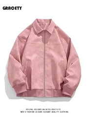 PU Leather Lapel Jacket American Style