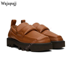 Soft Leather Shoes Thick Soled Round Toe Comfortable Men