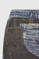 Leather Digitally Printed Jeans Distressed Y2k Men’s Jeans Motorcycle Jeans
