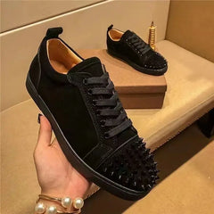 Rivets shoes cow suede leather studded shoe black trendy spikes footwear male
