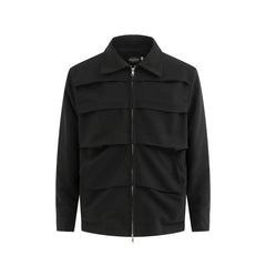 Spliced Jacket9Loose Lapel Long Sleeve Zipper Fly