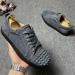 Rivets shoes cow suede leather studded shoe black trendy spikes footwear male