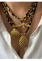 Vintage Gold Plated Heart Sun Pendant Necklace