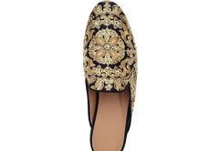 Half Loafers Luxury  Floral Embroidery Canvas Slippers