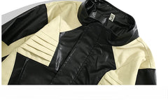 Pleated Motorcycle Leather Jacket