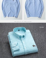 Long Sleeve Pure Cotton Oxford  Embroidered Shirt