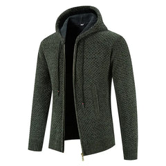 Fleece-lined Knitted Top Cardigan Jacket Hooded Pullovers