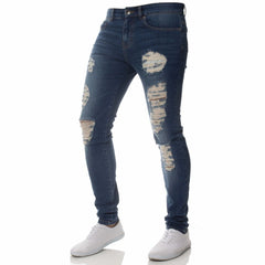 Cotton Stretchy Ripped Skinny Jeans Slim Fit Denim Pants