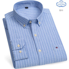 100% Pure Cotton Oxford Long Sleeve  Plaid Shirt
