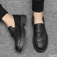 Versatile Leather Lazy loafers Comfort Non Slip Shoes