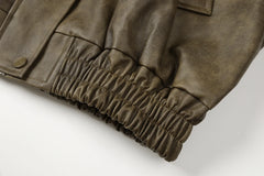 Vintage Distressed Brown Leather Jacket
