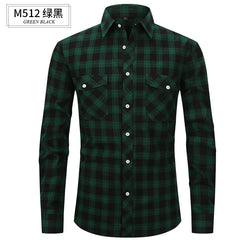 Brushed Plaid Cotton Long Sleeve Shirt