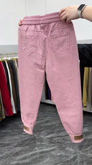 New Cotton Jeans Elastic Waist Harem Pants