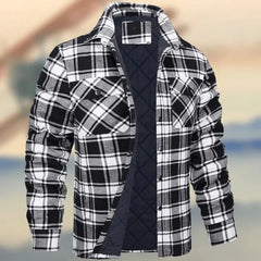 Lapel plaid thick shirt