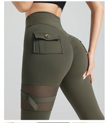 Butt Lift Mesh Pocket Cargo Running Leggings