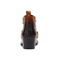 Ankle Boot Genuine Leather Mens Chelsea Crocodile Pattern