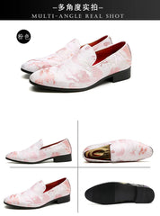 Embroidered Floral Loafers Men Smoking Slippers British Style