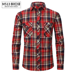 Brushed Plaid Cotton Long Sleeve Shirt