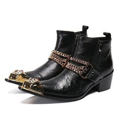 Ankle Boot Genuine Leather Mens Chelsea Crocodile Pattern