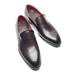 Italian Red Lining Loafers Genuine Leather Slip-on Shoes