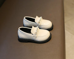 Leather Kids Black Loafers Slip-on Children