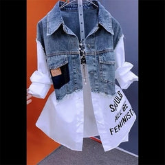 Splicing Fashion Denim Shirt