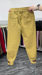 New Cotton Jeans Elastic Waist Harem Pants