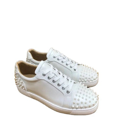 Real Leather Flats Rivets Shoes Quality Trainers Crystal Spiked