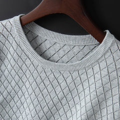 Men Knitwear 100% Cotton Sweater Pullover O-Neck