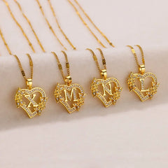 A-Z Alphabet Heart Necklaces Stainless Steel Necklace