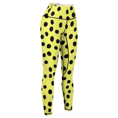 Lemon Black Dots Pattern Leggings