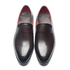 Italian Red Lining Loafers Genuine Leather Slip-on Shoes