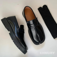 Tabi Loafer Men and Women Split Toe Thick Sole Casual Patent Leather Shoes