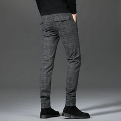 Plaid Trousers Slim Pants Gray Stripe