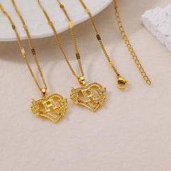 A-Z Alphabet Heart Necklaces Stainless Steel Necklace