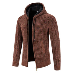 Fleece-lined Knitted Top Cardigan Jacket Hooded Pullovers