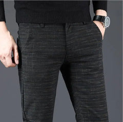 Plaid Trousers Slim Pants Gray Stripe
