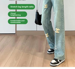 Velvet Slim Fit Straight Leg Denim Jeans