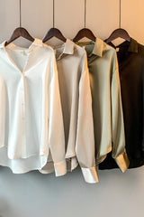 Cotton Office Lady Long Sleeve Blouse