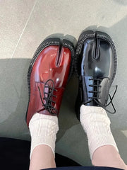 PU Leather solid color lace-up British style shoe
