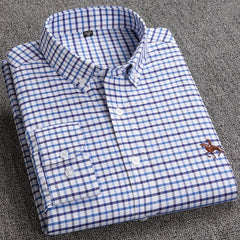 Long Sleeve Pure Cotton Oxford  Embroidered Shirt