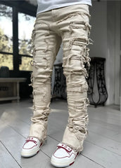 Tassel Damaged Denim Full Length Pants Hip-pop Trousers
