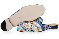 Half Loafers Luxury  Floral Embroidery Canvas Slippers