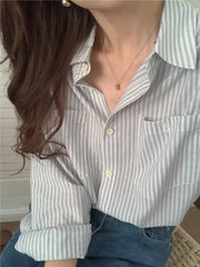 Polo Collar Striped Shirt