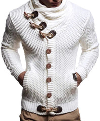 High-neck Sweater Knitted Thick Wool Button Top Retro Slim Fit